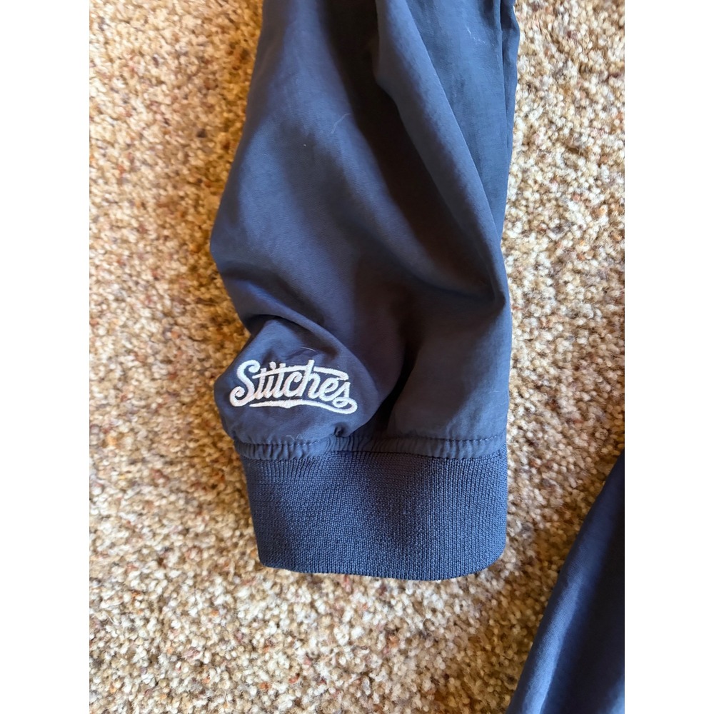 Stitches Milwaukee Brewers MLB Windbreaker Navy Gold Quarter Zip Mens Large - Picture 5 of 8